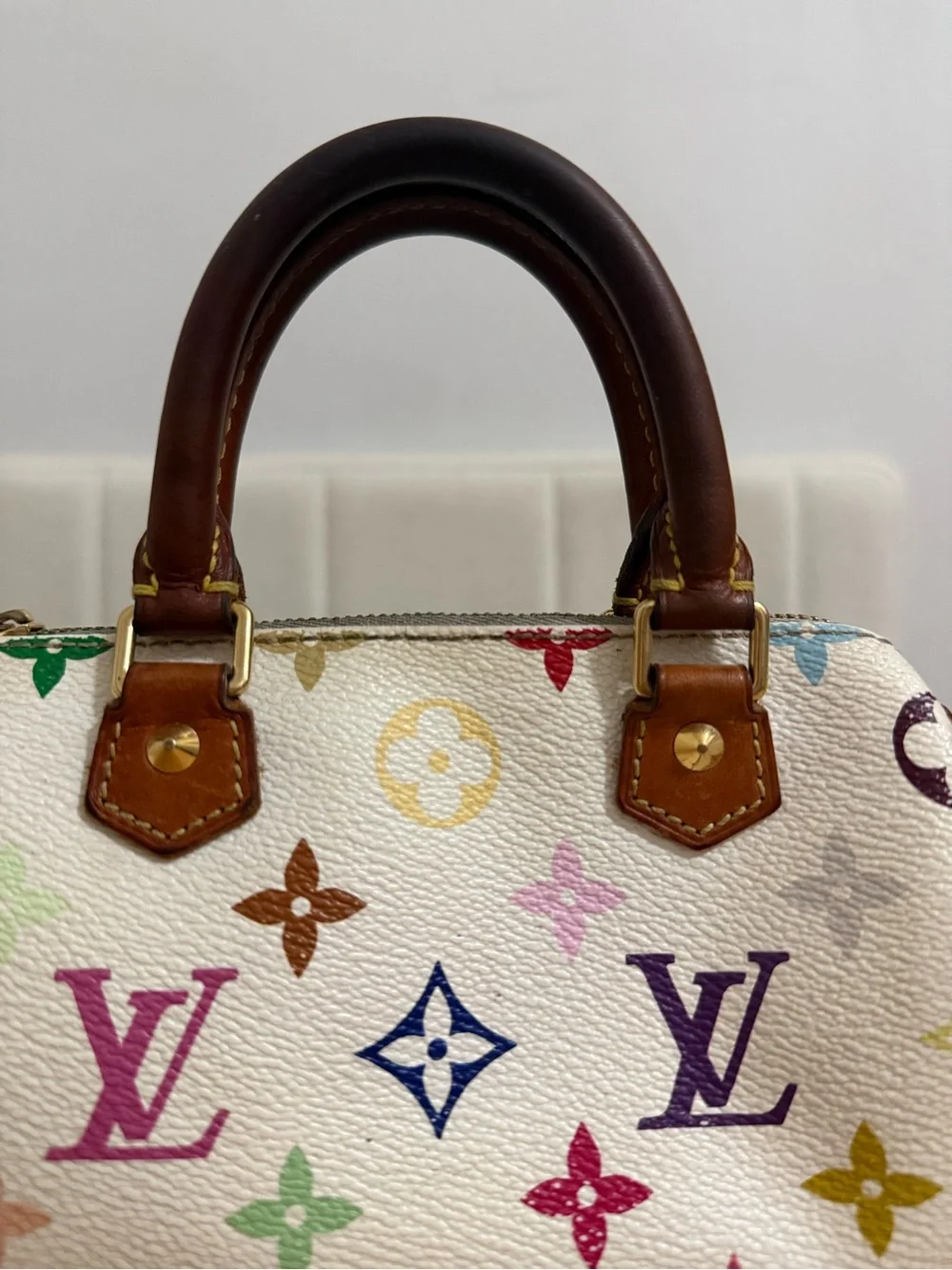 Louis Vuitton x Takashi Murakami Monogram Multicolor Mini Sac HL Speedy White